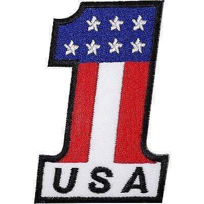 Number One 1 USA Flag Embroidered Iron Sew On Patch United States America Badge