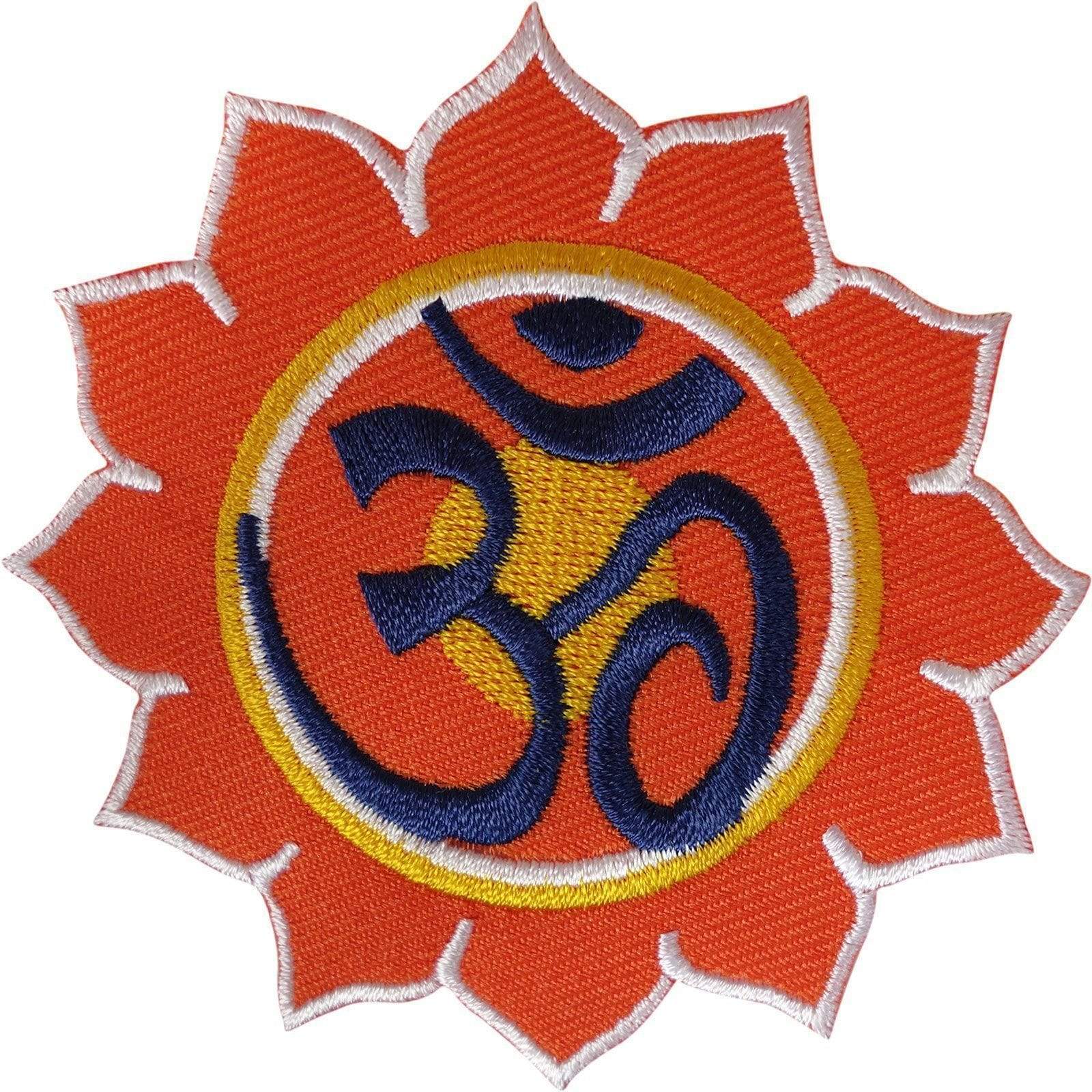 Om Patch Iron On Sew On Aum Symbol Flower Embroidered Badge Embroidery Applique