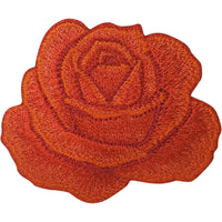 Orange Red Rose Patch Iron Sew On Cloth Flower Embroidered Badge Floral Applique