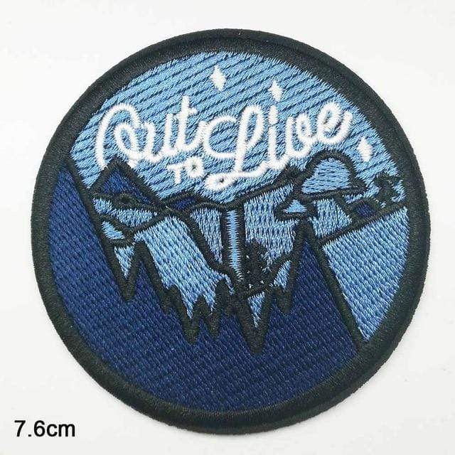 Out To Live Patch Iron On Sew On Embroidered Badge Mountains Nature Embroidery Applique