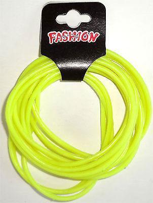 Pack of 12 Fluorescent Neon Yellow Gummy Bracelets Wristbands Bangles Boys Girls