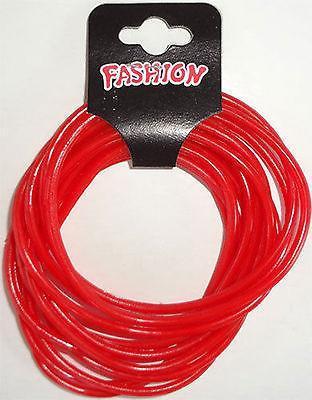 Pack of 12 Red Gummy Bracelets Wristbands Bangles Mens Womens Boys Girls Kids