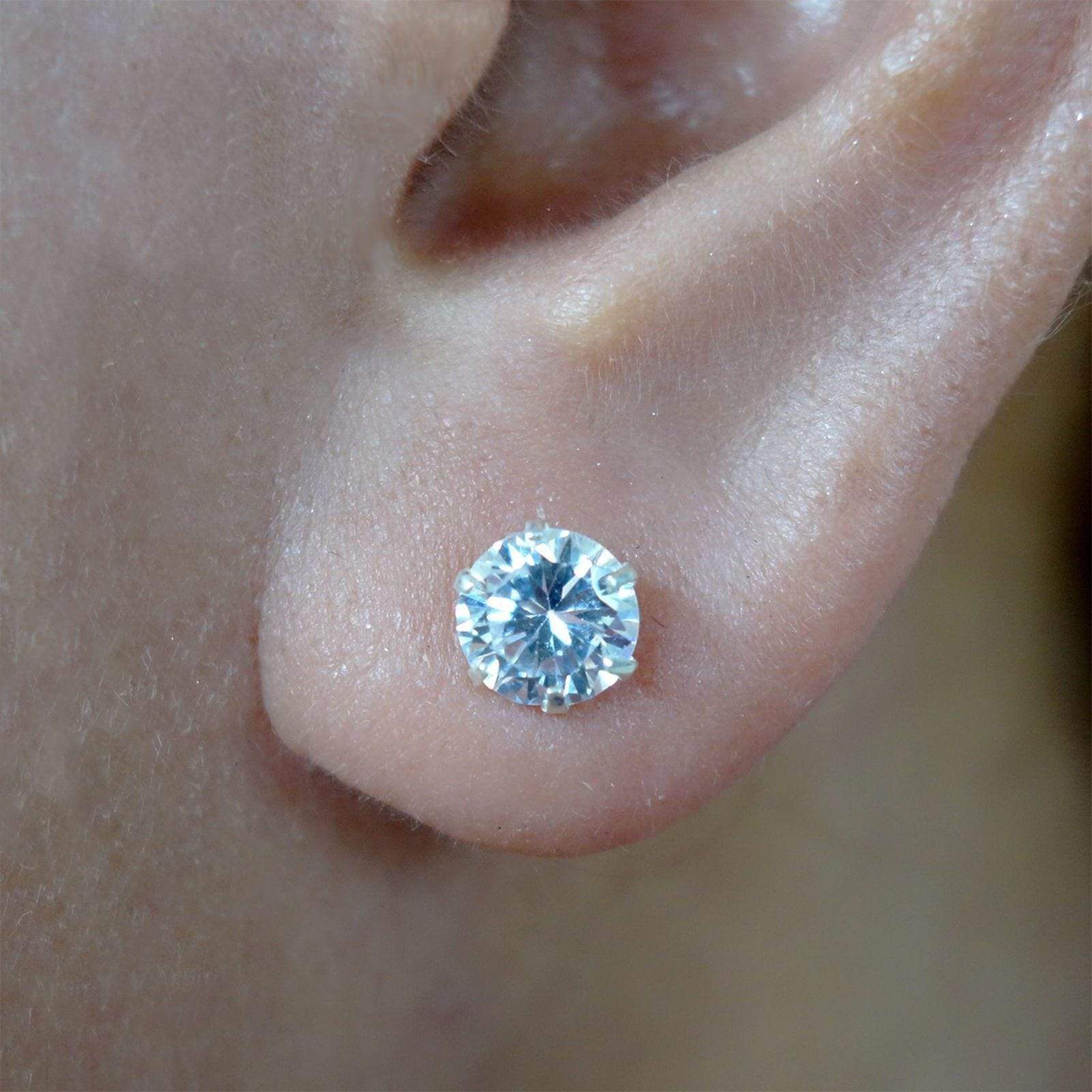 Pair 925 Sterling Silver Crystal Earrings Ladies Girl Women Ear Studs Jewellery