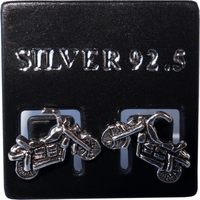Pair 925 Sterling Silver Motorbike Stud Earrings Motorcycle Ear Studs Jewellery