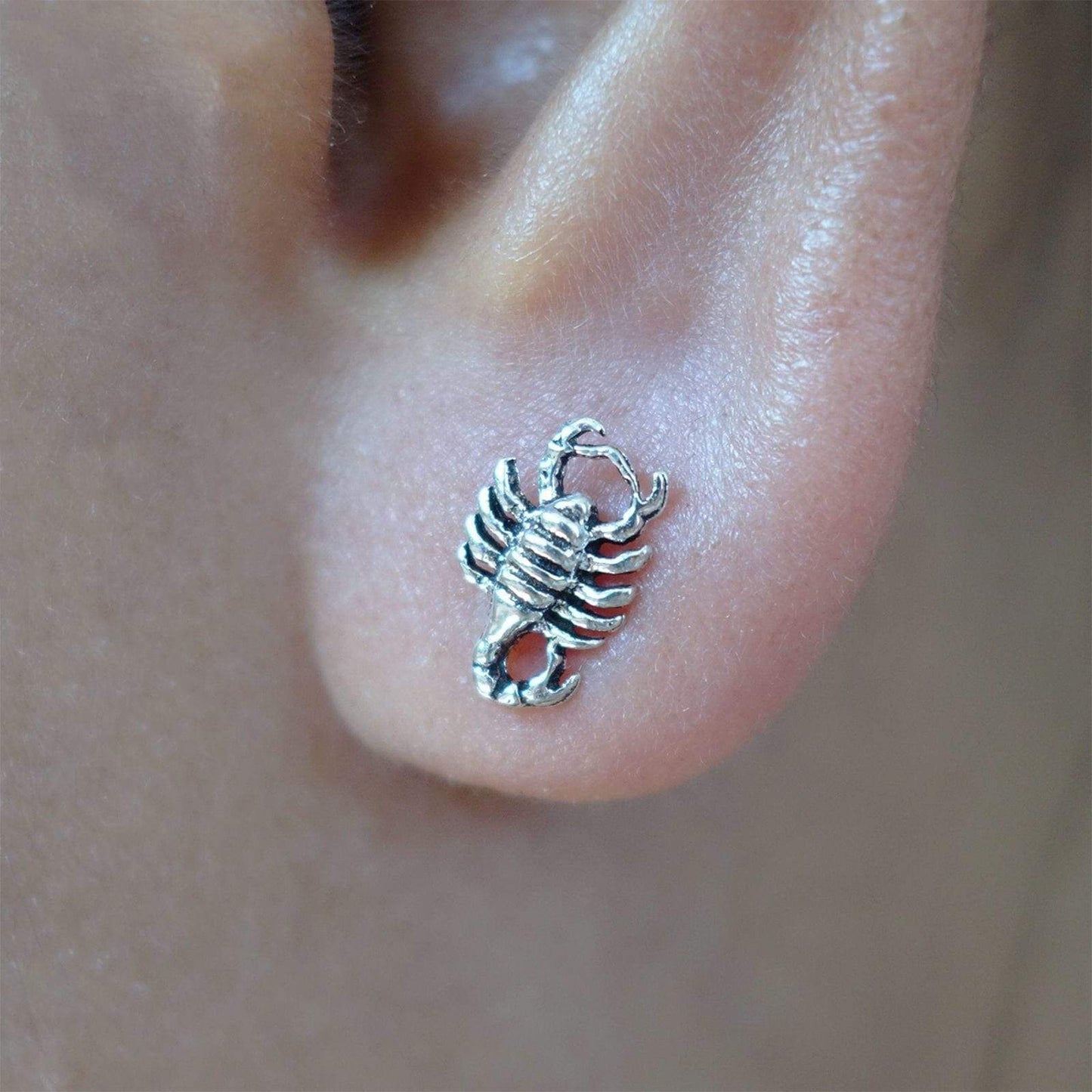 Pair 925 Sterling Silver Scorpion Earrings Mens Ear Studs Womens Stud Jewellery