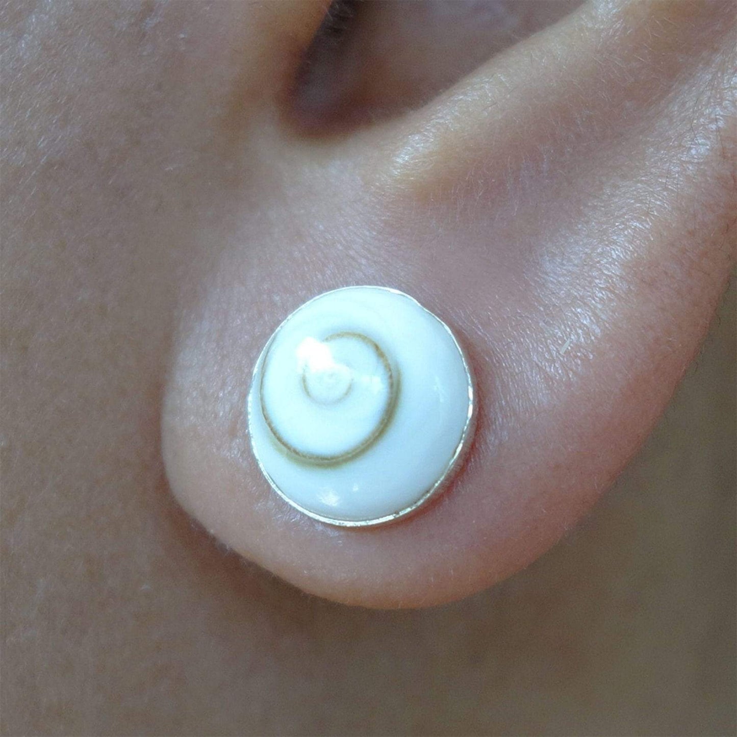 Pair 925 Sterling Silver Shiva Eye Shell Earrings Ear Studs Girls Stud Jewellery