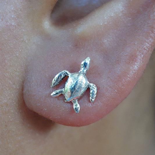 Pair 925 Sterling Silver Turtle Ear Studs Ladies Girls Stud Earrings Jewellery