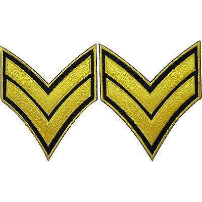 Pair Corporal Rank Stripes Embroidered Iron / Sew On Patches Army Uniform Badges