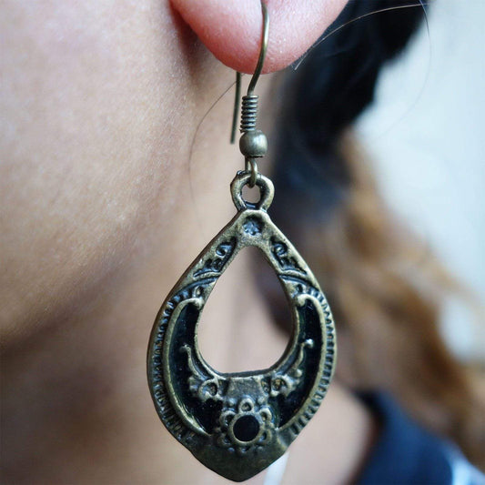 Pair Hook Dangle Drop Earrings Studs Black Bronze Womens Ladies Girls Jewellery