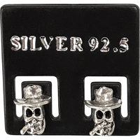 Pair of 925 Sterling Silver Cowboy Skull Stud Earrings Ear Studs Mens Jewellery