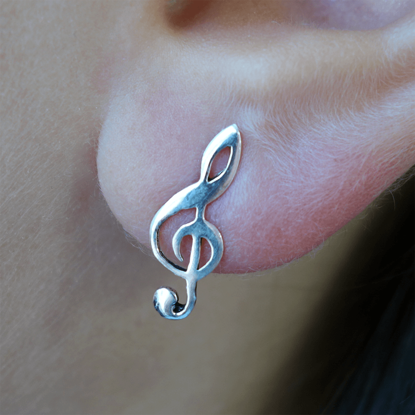 Pair of 925 Sterling Silver Music Note Stud Earrings Ear Studs Jewellery Jewelry