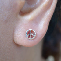 Pair of 925 Sterling Silver Peace Sign Earrings Ear Studs Symbol Stud Jewellery
