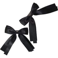 Pair of Black Hair Bow Ribbon Clips Grips Girls Toddler Childs Kids Accessories