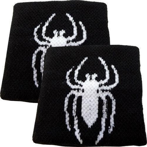 Pair of Black White Spider Sweatbands Wristbands Sports Climbing Mountaineering