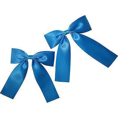 Pair of Blue Hair Bow Ribbon Clips Clamp Clasps Barrettes Girls Kids Accessories