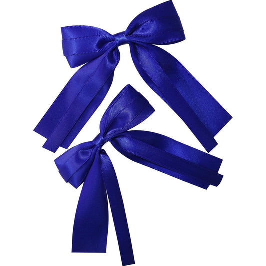 Pair of Blue Hair Bow Ribbon Clips Clasps Barrettes Girls Toddlers Accessories