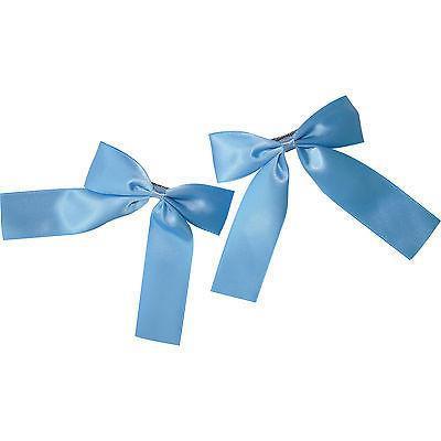 Pair of Blue Hair Bow Ribbon Clips Grips Clasps Barrettes Girls Kids Accessories