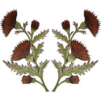 Pair of Brown Thistle Flower Patches Iron Sew On Embroidered Patch Badge Flowers