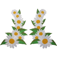 Pair of Daisy Flower Patches Iron Sew On Clothes Bag Flowers Embroidered Badge