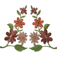 Pair of Flower Patches Iron Sew On Clothes Embroidered Craft Patch Badges Motifs