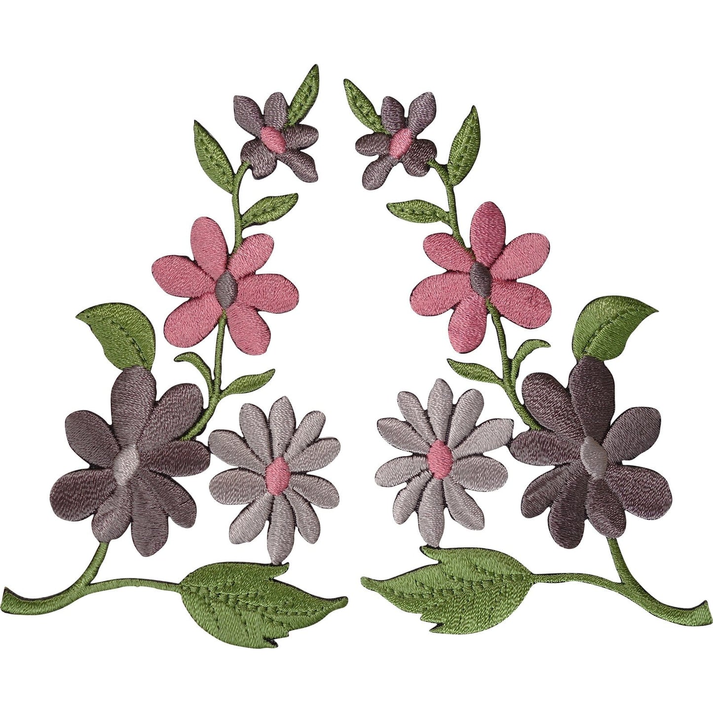 Pair of Flower Patches Iron Sew On Clothes Embroidery Arts Crafts Patch Badges