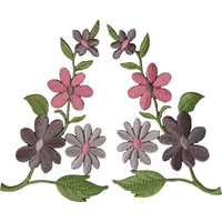 Pair of Flower Patches Iron Sew On Clothes Embroidery Arts Crafts Patch Badges