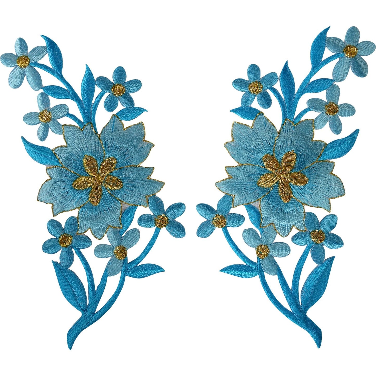 Pair of Flower Patches Iron Sew On Embroidery Patch Badge Motif Applique Flowers