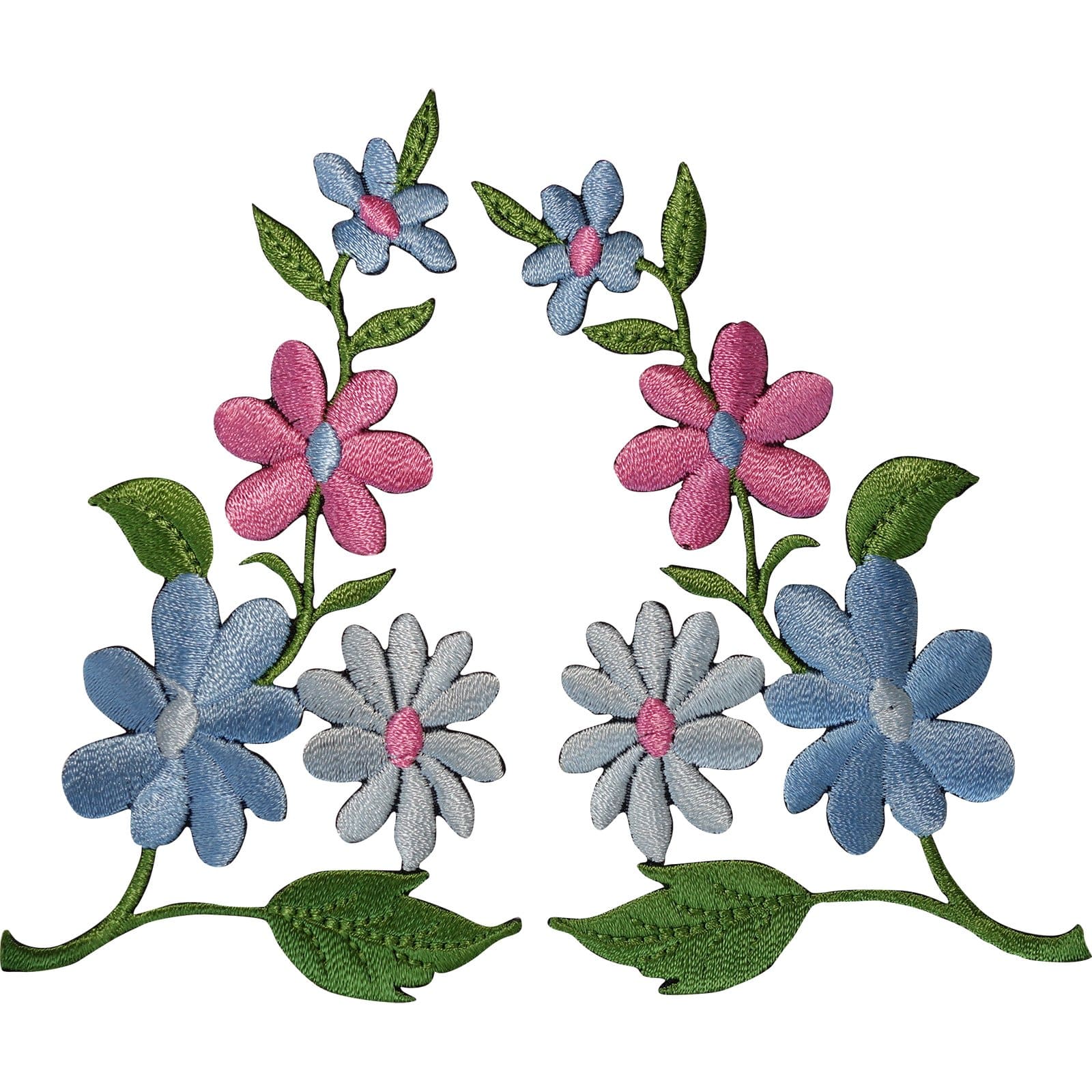 Pair of Flower Patches Iron Sew On Jeans Clothes Embroidery Crafts Patch Badges