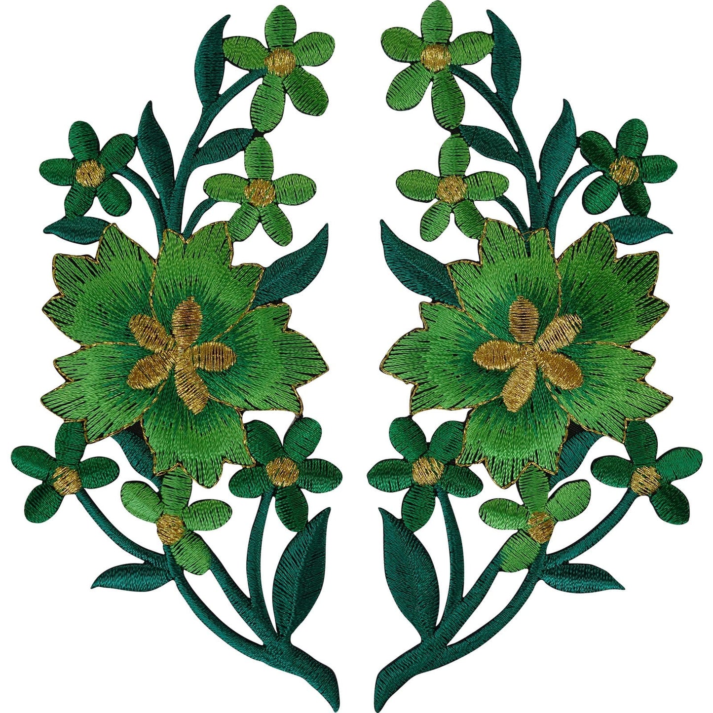 Pair of Flower Patches Iron Sew On T Shirt Bag Jeans Dress Jacket Patch Badges