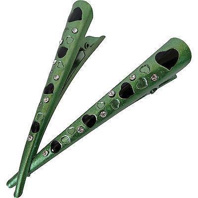 Pair of Green Crystal Hair Beak Clips Concorde Grips Claws Barrettes Accessories Pair of Green Crystal Hair Beak Clips Concorde Grips Claws Barrettes Accessories