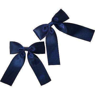 Pair of Navy Blue Hair Bow Ribbon Clips Clasps Barrettes Girls Kids Accessories