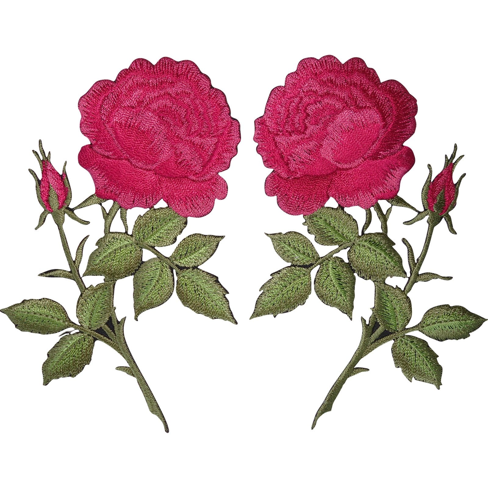 Pair of Pink Rose Flower Patches Iron Sew On Jeans Clothes Flowers Patch Badge