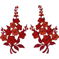 Pair of Red Flower Patches Iron Sew On Shirt Dress Jeans Embroidered Patch Badge