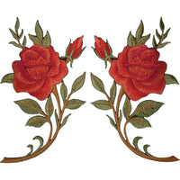 Pair of Rose Flower Patches Iron On Sew On Jeans Embroidered Patch Badge Flowers