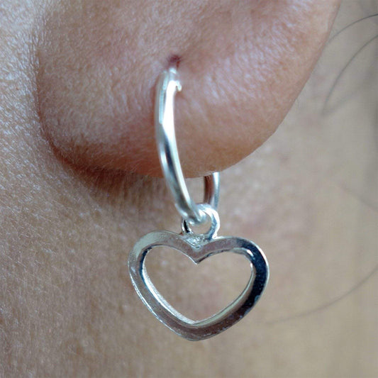 Pair of Silver Heart Stud Earrings 925 Sterling Small Hoop Ear Studs Jewellery