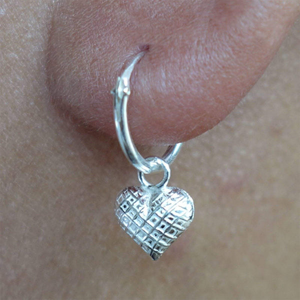 Pair of Silver Heart Stud Earrings 925 Sterling Small Hoop Ear Studs Jewelry