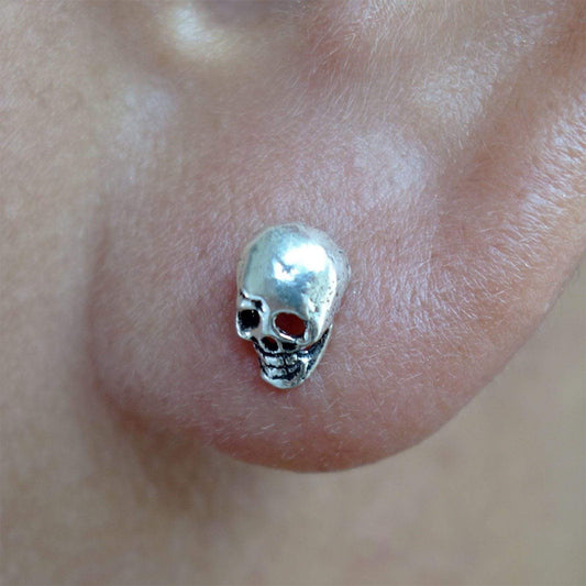 Pair of Silver Skull Stud Earrings 925 Sterling Ear Studs Mens Ladies Jewellery