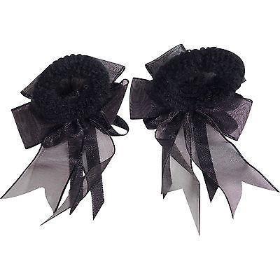 Pair of Small Black Hair Bow Ribbon Scrunchie Elastics Bobbles Girls Accessories Pair of Small Black Hair Bow Ribbon Scrunchie Elastics Bobbles Girls Accessories