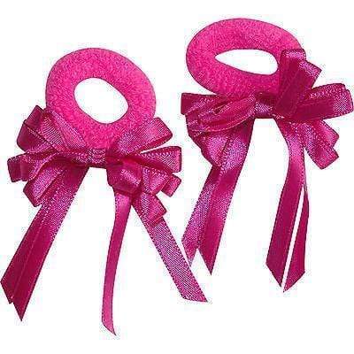 Pair of Small Pink Hair Bow Ribbon Scrunchies Elastics Bobbles Girls Accessories