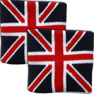 Pair of Wrist Sweatbands Wristbands Exercise UK Flag Union Jack British England