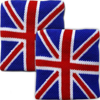 Pair of Wrist Sweatbands Wristbands Sport Gym UK Flag Union Jack British England