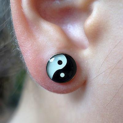 Pair of Yin and Yang Symbol Magnetic Clip On Silver Surgical Steel Stud Earrings Pair of Yin and Yang Symbol Magnetic Clip On Silver Surgical Steel Stud Earrings