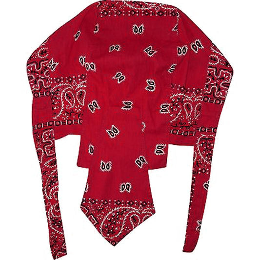 Paisley Leaf Red Bandana Biker Durag Walking Chef Kitchen Gym Zandana Hat Cap