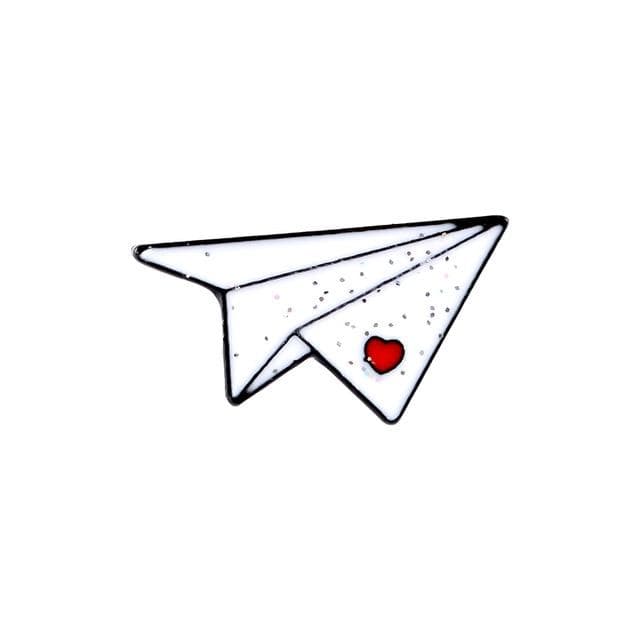 Paper Plane and Paper Boat Enamel Lapel Pin Badges Metal Brooches