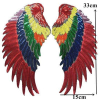 Parrot Angel Wings Patch Iron On / Sew On Large Cherub Wings Sequin Embroidered Badge Sequins Embroidery Applique