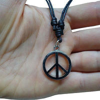 Peace Sign Silver Tone Pendant Chain Necklace Choker Charm Mens Ladies Boys Girl