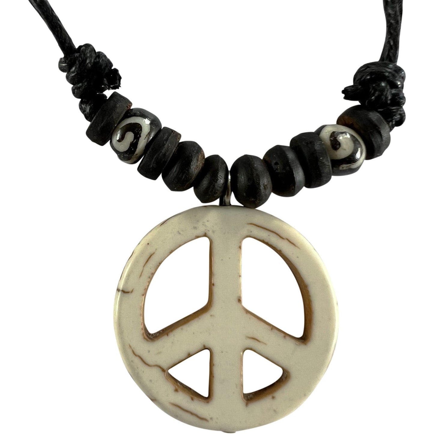 Peace Sign Symbol Pendant Necklace Black Cord Chain Womens Mens Kids Jewellery
