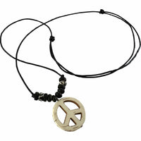Peace Sign Symbol Pendant Necklace Black Cord Chain Womens Mens Kids Jewellery