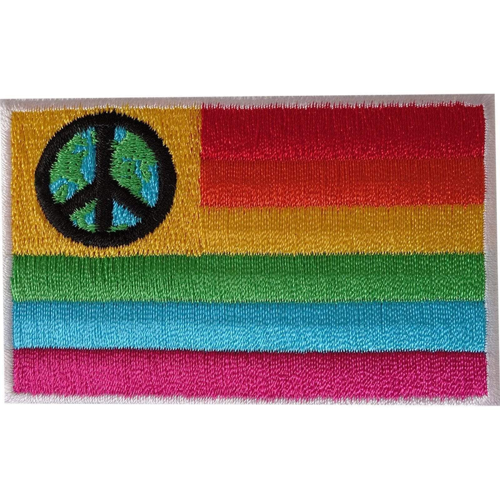 Peace Symbol Sign Rainbow Flag Patch Iron On Sew On Embroidered Badge Gay Pride