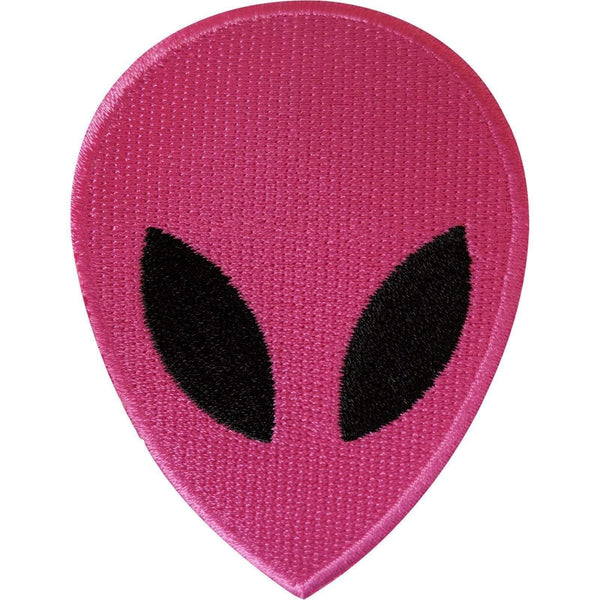 Pink Alien Iron On Patch / Sew On Clothes Jacket Jeans Bag NASA Space UFO Badge